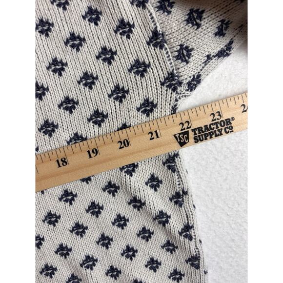 Vintage Jansen Cream and Blue Cotton Crew Neck Sweater M - Picture 4 of 6